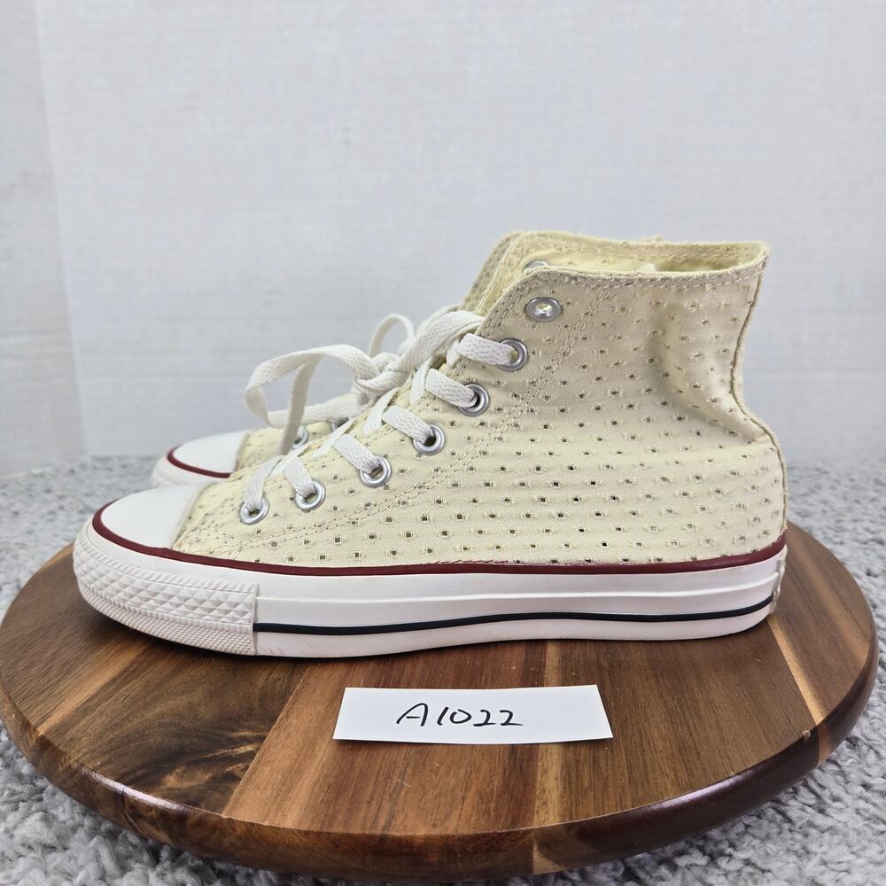 Converse Womens 7 CTAS All Star Hi Ox Cream Perforated Canvas Casual Y2K Sneaker